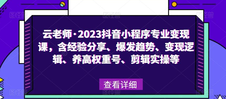 云老师·2023抖音小程序专业变现课 百度网盘