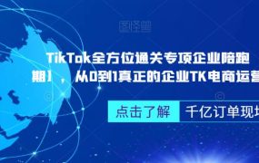 TikTok全方位通关专项企业陪跑【第三期】，从0到1真正的企业TK电商运营全流程 百度网盘