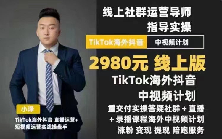 小泽-TikTok中视频课程30天线上陪跑 明星讲师带你玩转TikTok 百度网盘