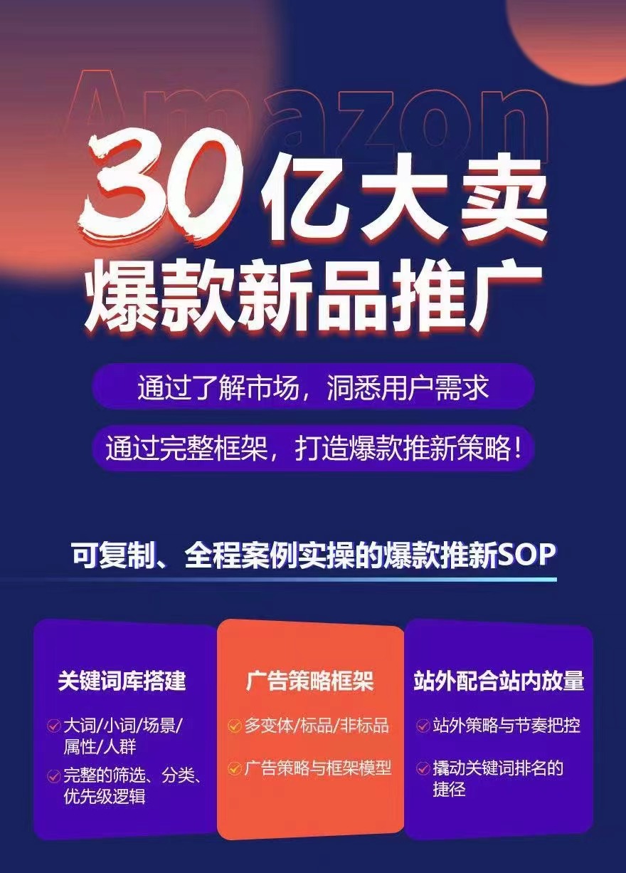 杨老师30亿大卖亚马逊爆款新品推广课程 百度网盘